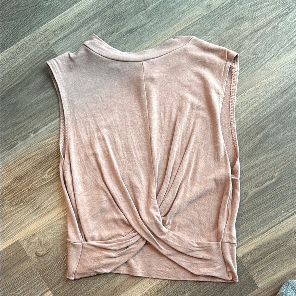 Topshop Beige Front Twist Crop Tank